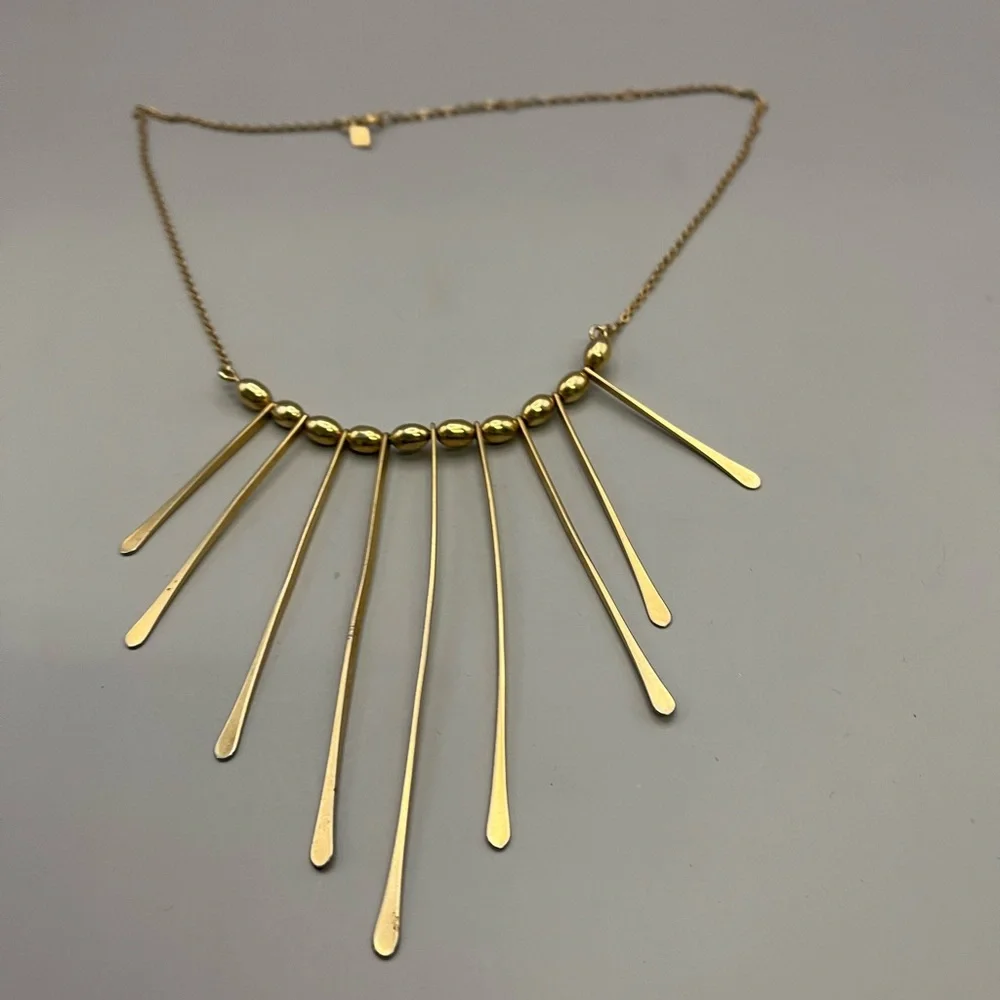 Gold Sunburst Necklace with Fan Design - Picture 2 of 4